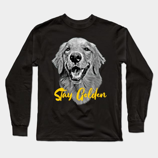 Golden Retriever Stay Golden Long Sleeve T-Shirt by deelirius8
